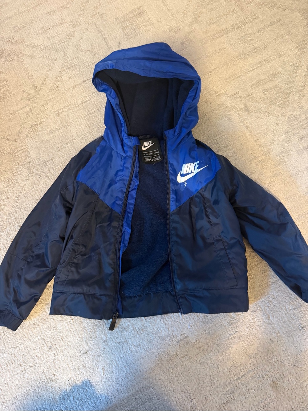 Nike Kids Blue & Navy Hooded Rain Jacket